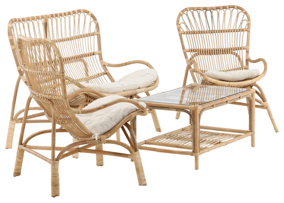 Loungegarnitur Ella Rattan Braun - Braun, KONVENTIONELL, Holz - Gardenson