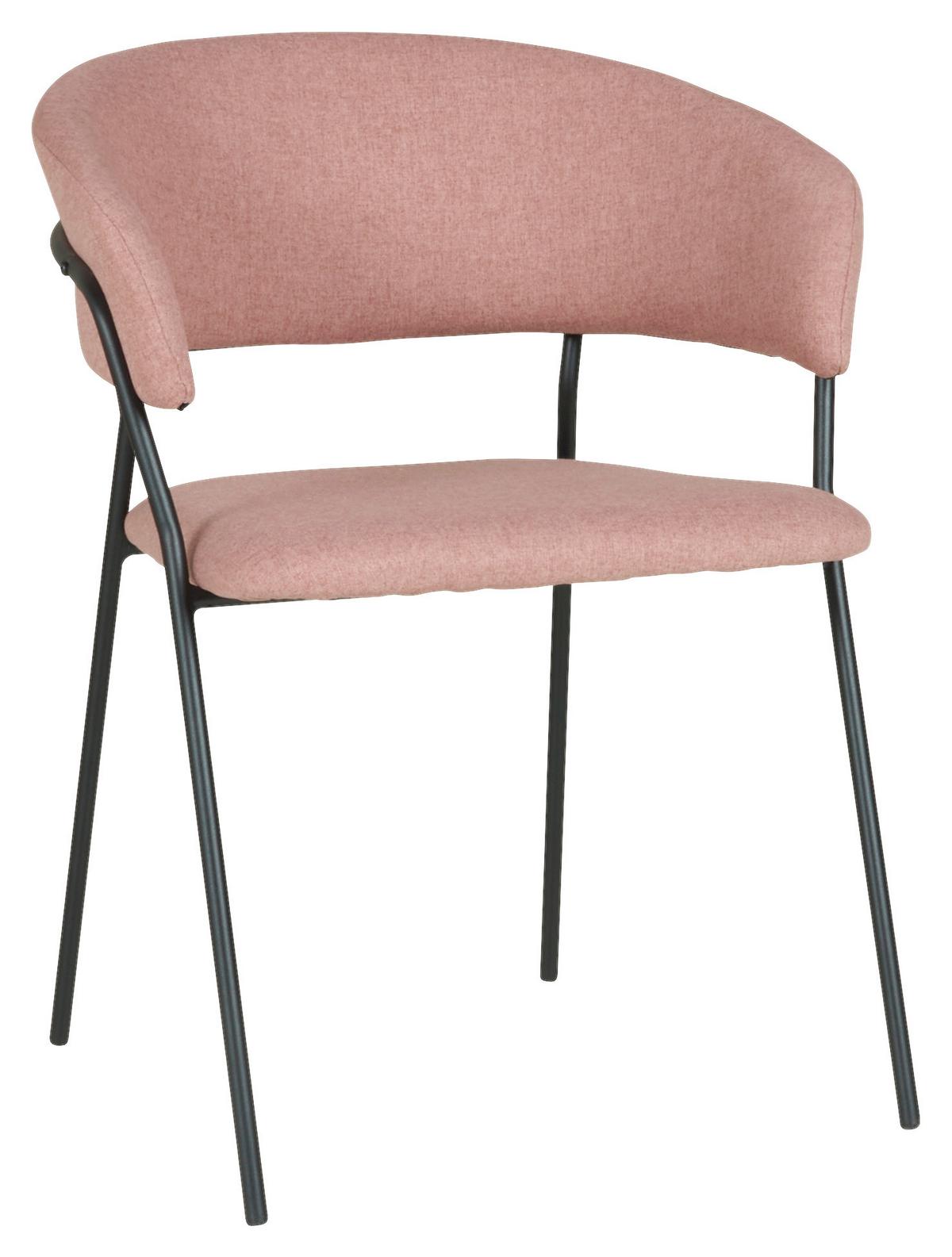 Armlehnstuhl Alice Rosa - Schwarz/Rosa, MODERN, Holz/Textil (53/80/59cm) - Mömax