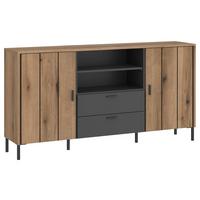 Široka Komoda Shirley, Barva Hrasta, Antracit - črna, Konvencionalno, kovina/umetna masa (158,2/84,8/40cm)