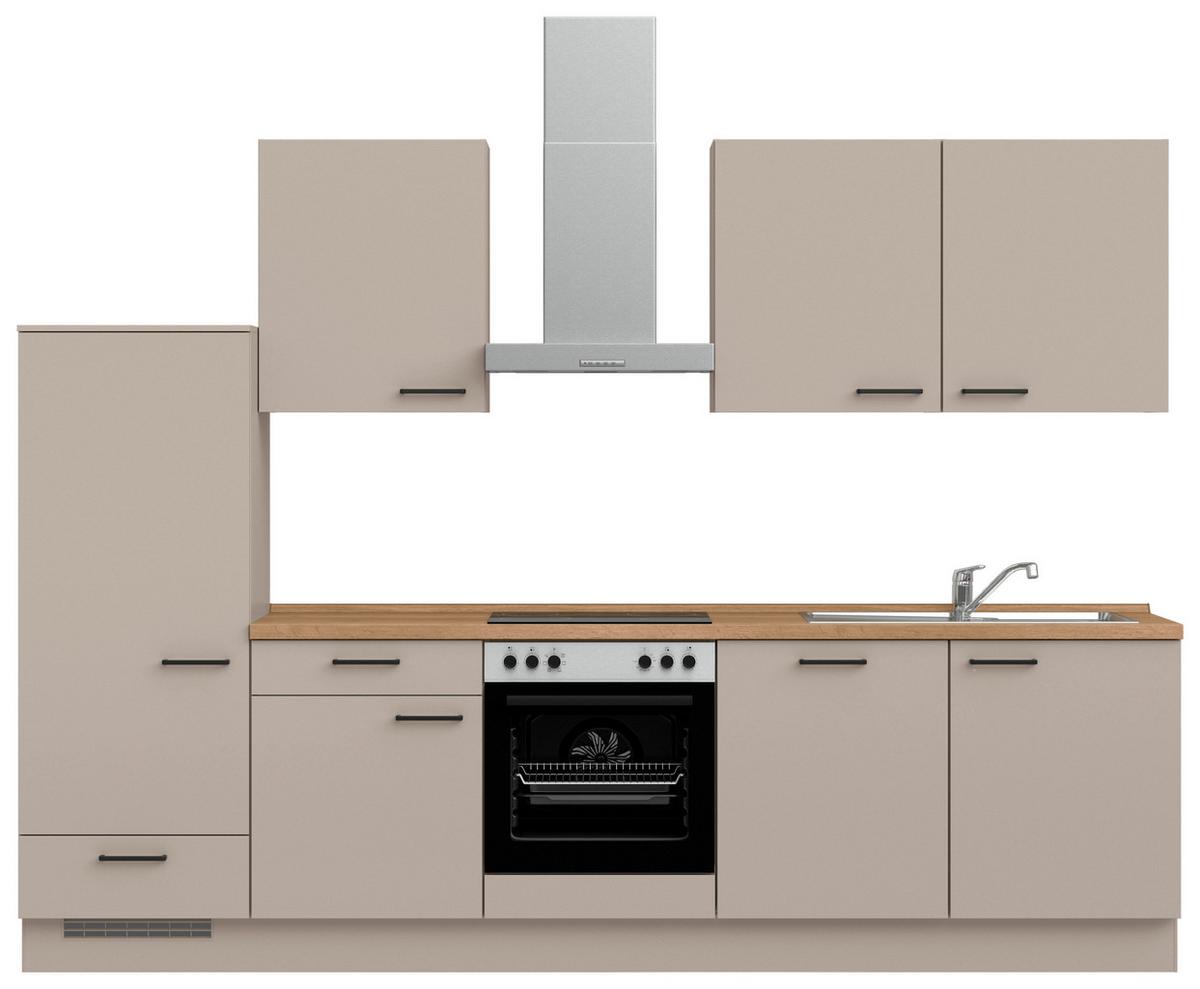 Küchenleerblock Easytouch Low o. Geräte Sandfarben - Sandfarben/Eichefarben, MODERN, Holzwerkstoff/Metall (300cm) - Nobilia