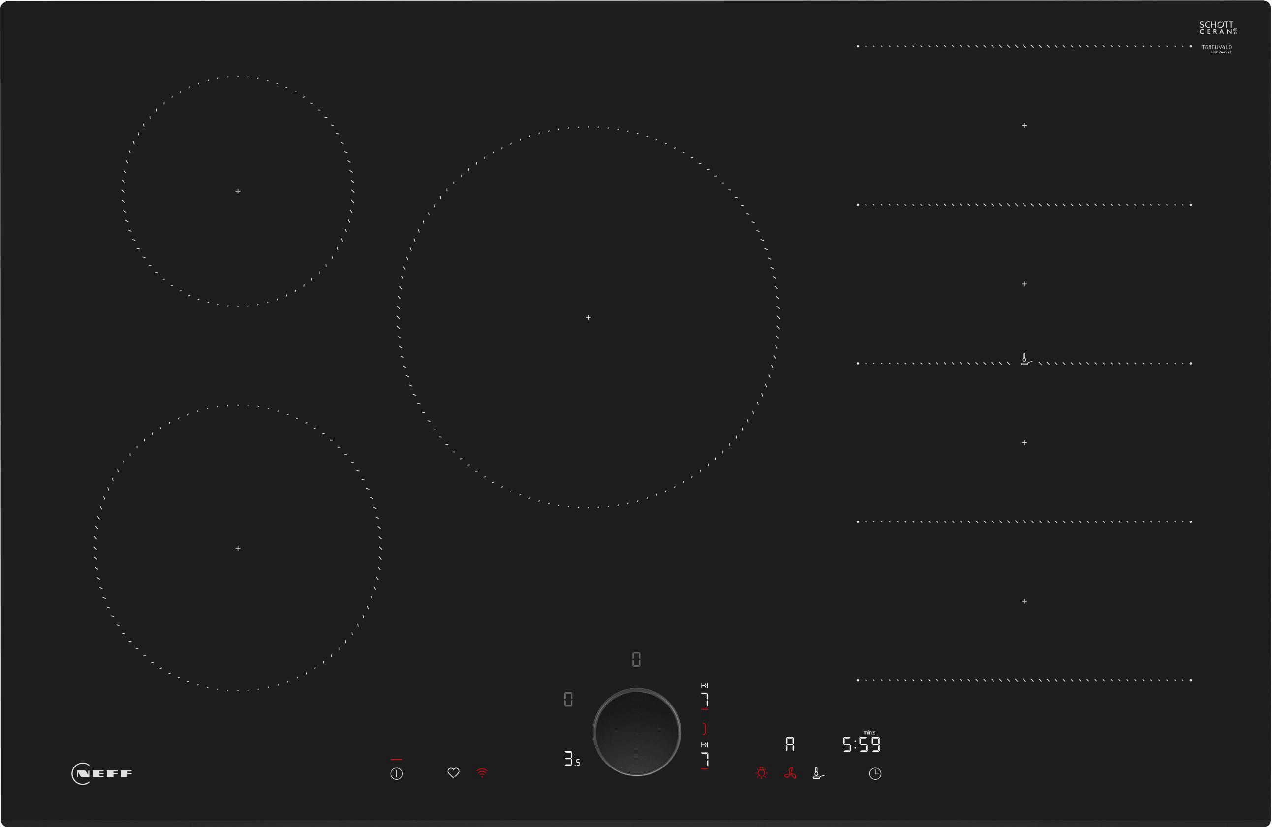 Induktionskochfeld T68FUV4L0 Schwarz - Schwarz, MODERN, Glas (80,2/5,1/52,2cm) - Neff