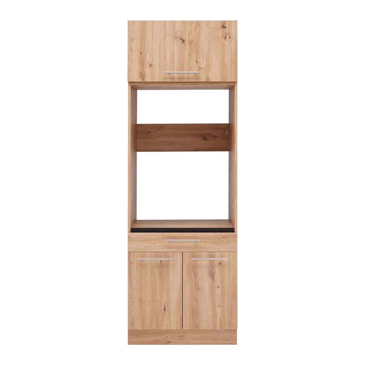 Waschmaschinenverbau Aileen in Eiche Artisan - Silberfarben/Schwarz, KONVENTIONELL, Holzwerkstoff/Kunststoff (67,5/162/67,5cm) - Mömax
