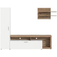 Dnevni Regal Cross, Barva Hrasta, Bela, 3-Delno - črna/barve hrasta, Design, umetna masa/leseni material (218/178/31cm) - Livetastic