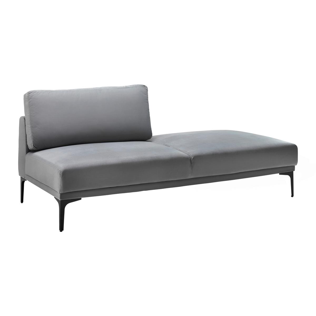 Modulsofa Tessa Dunkelgrau Samt - Dunkelgrau/Schwarz, MODERN, Textil/Metall (180,5/82,5/88,5cm) - Bessagi Home