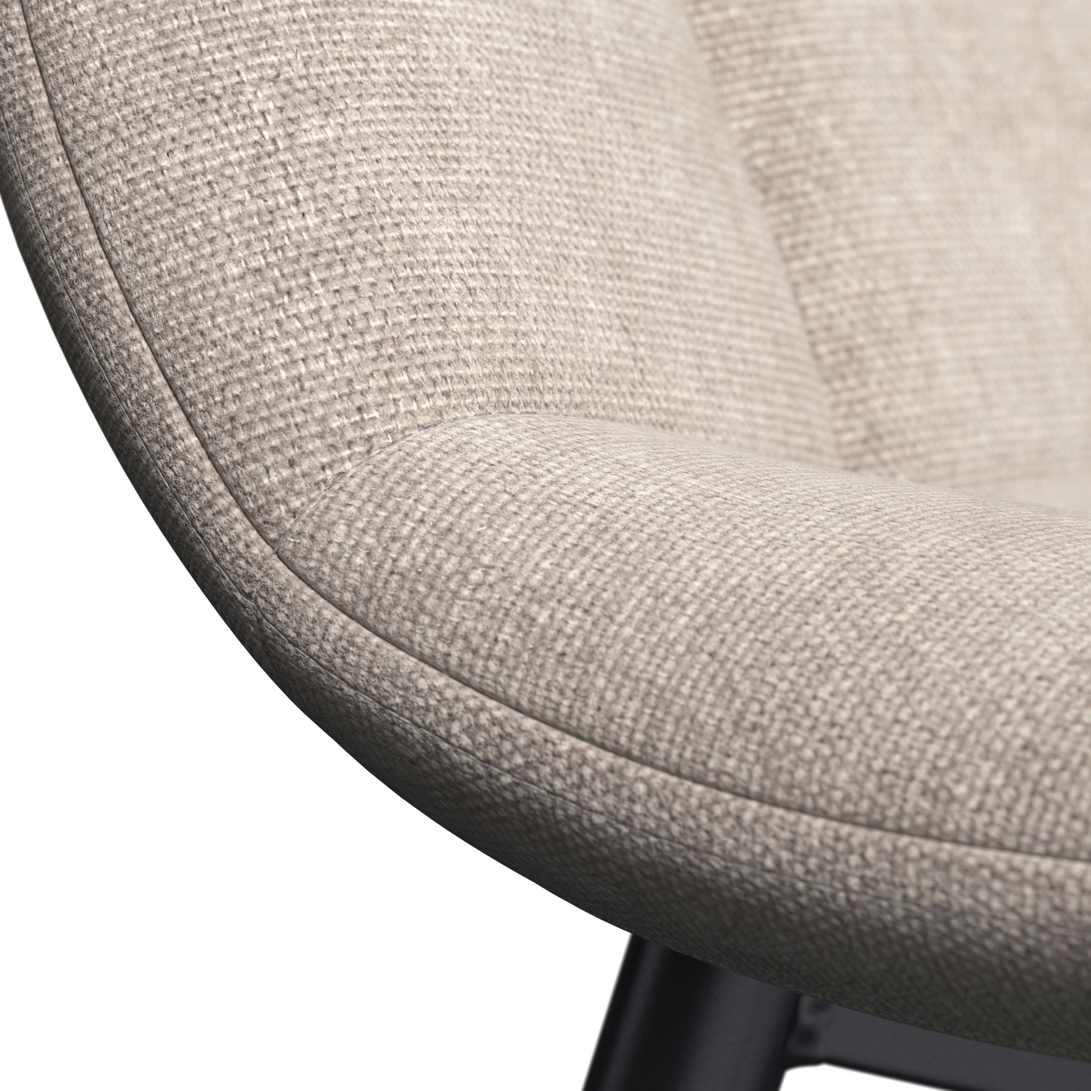 Stuhl Ria Greige Mikrofaser Gepolstert - Greige/Schwarz, MODERN, Textil/Metall (44/87/54cm) - Bessagi Home