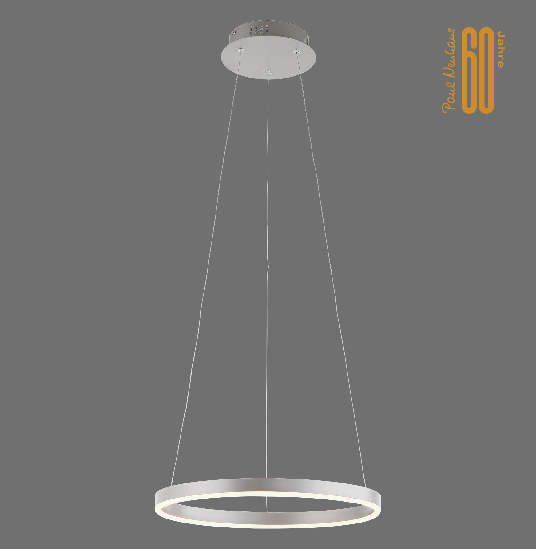 LAMPA WISZĄCA LED 15393-95 RITUS - kolor aluminiowy, Design, tworzywo sztuczne/metal (39/120cm)