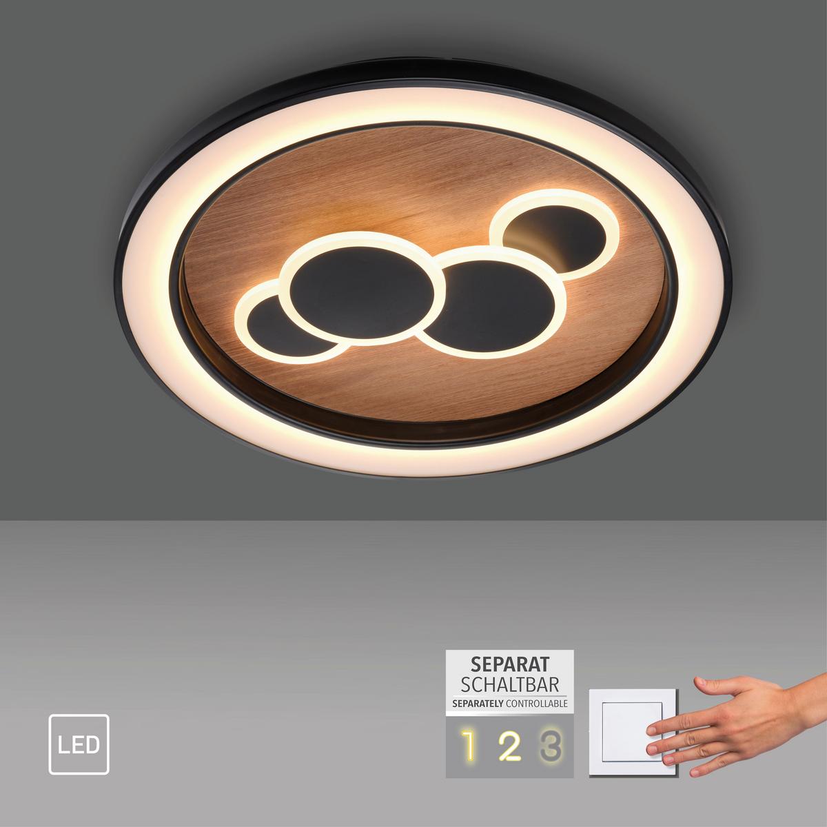 LAMPA SUFITOWA LED 6284-79 ELIZA - Natur, drewno (60/60/8cm) - Paul Neuhaus