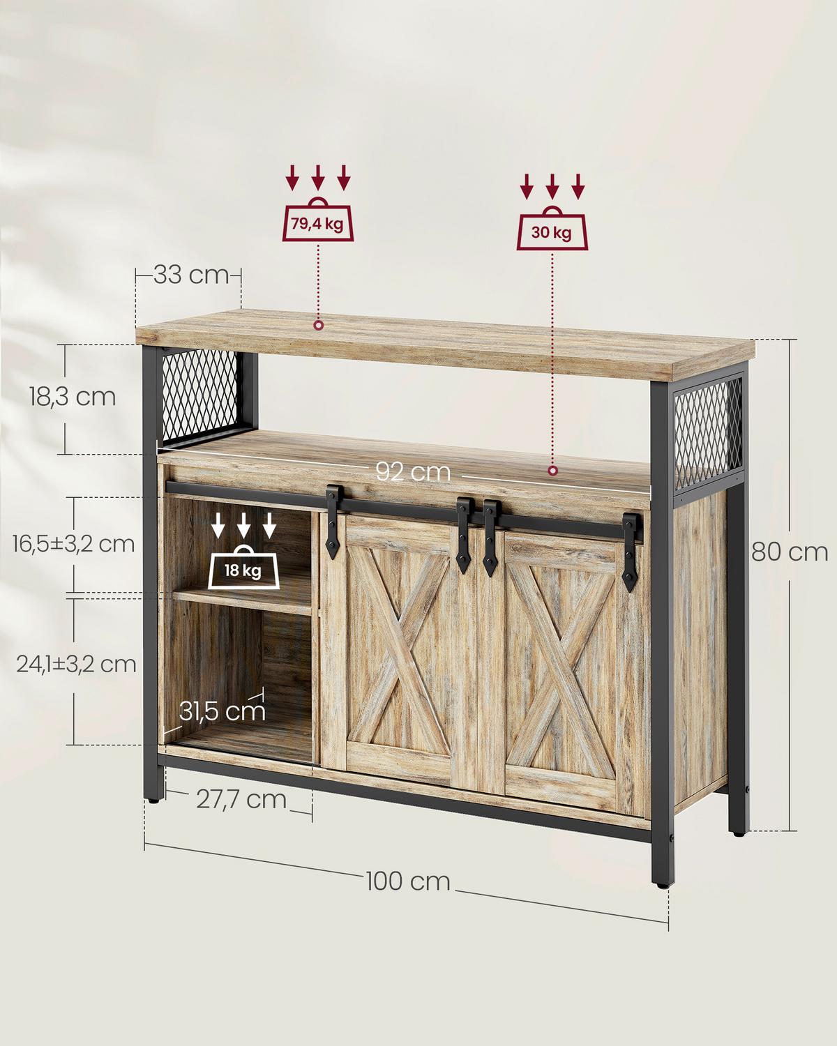 SIDEBOARD STORAGE CABINETS - Schwarz/Braun, MODERN, Holzwerkstoff/Metall (100/80/33cm) - MID.YOU