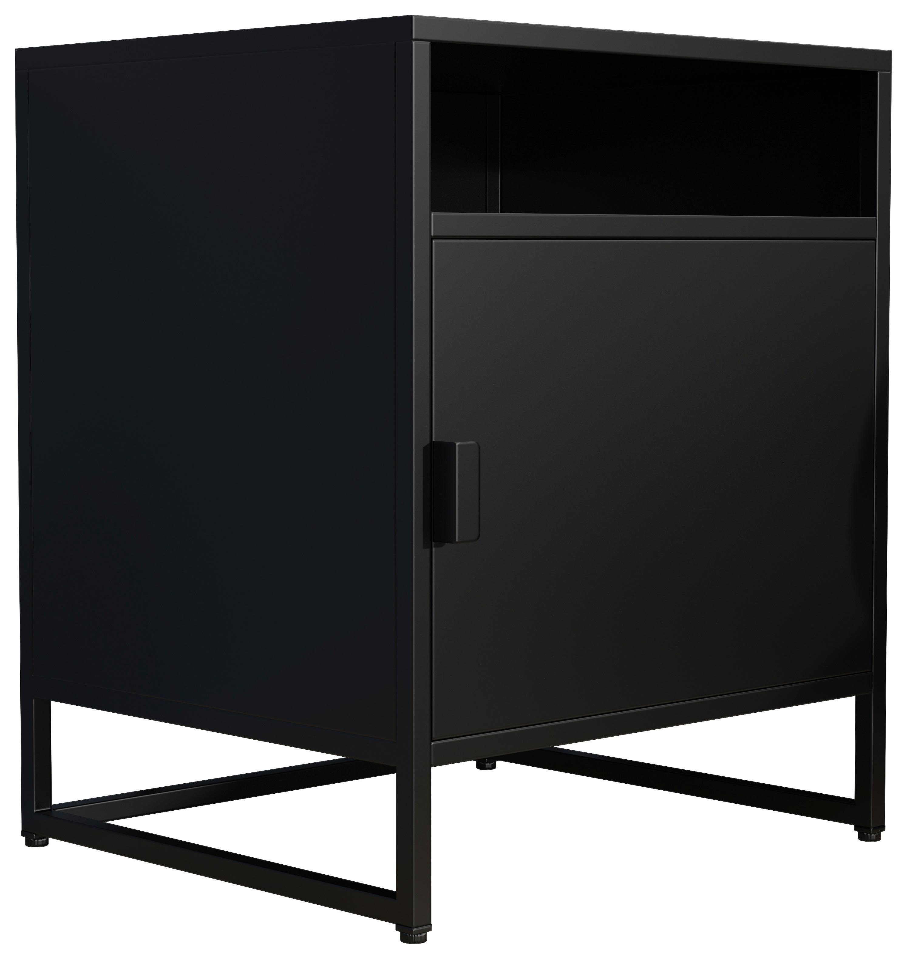 Nočna Omarica Flokas L, Črna - črna, Moderno, umetna masa/leseni material (45/55/40cm) - MID.YOU