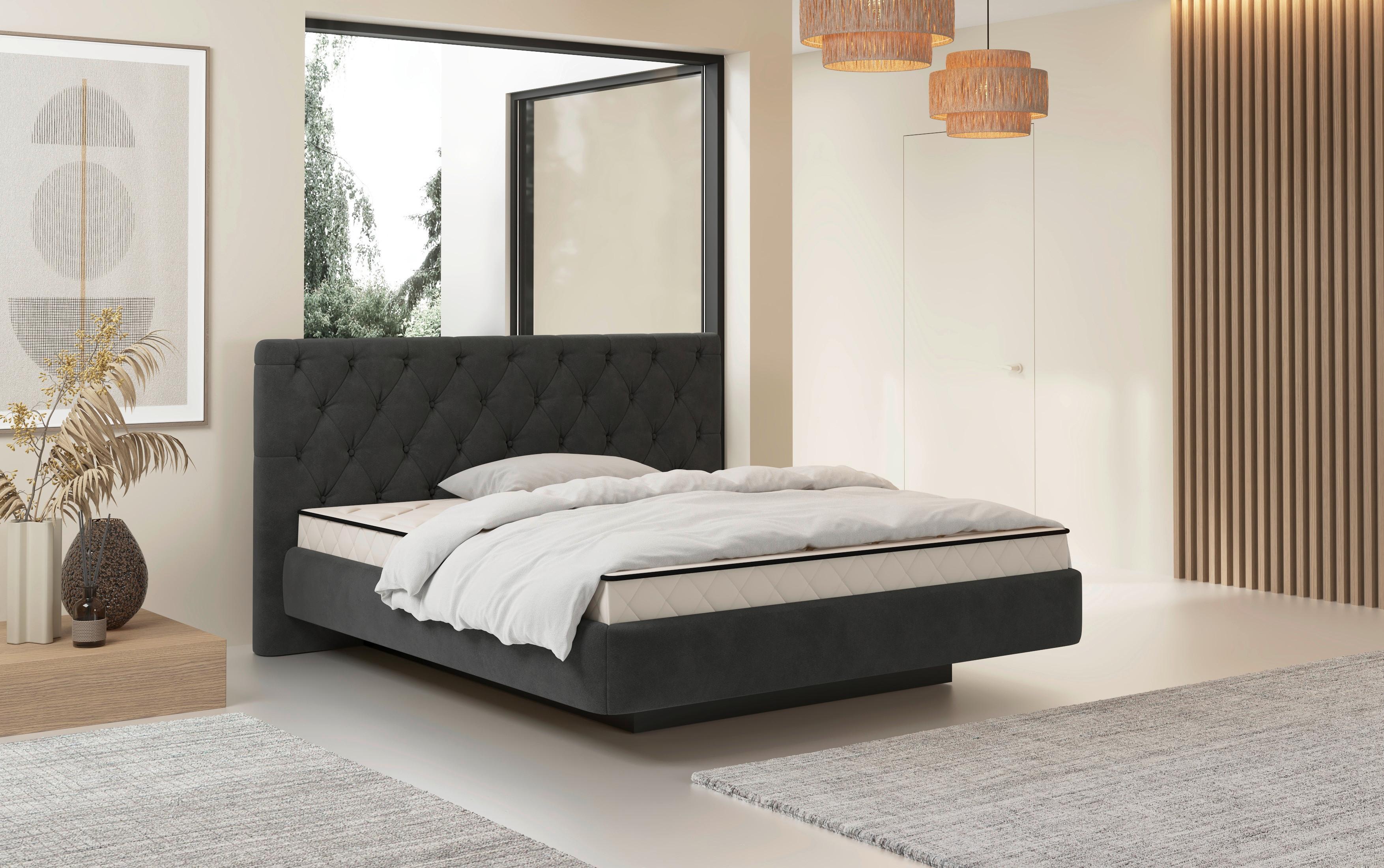 Tapecirani Krevet Pedro - crna, Moderno, drvni materijal/metal (160/200cm) - Mömax