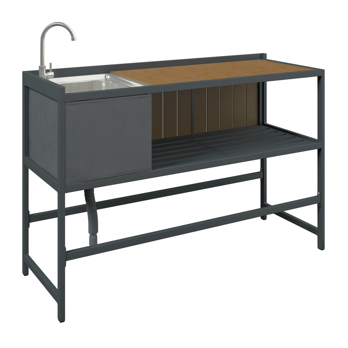 Outdoorküche Levi 2 Anthrazit/Naturfarben - Anthrazit/Naturfarben, MODERN, Kunststoff/Metall (144cm)