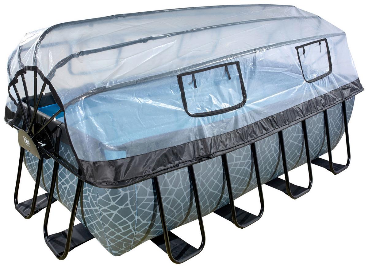 Bazen Exit Stone Pool, Črpalka S Peščenim Filtrom, 400x200cm - črna, Konvencionalno, kovina (400/200/122cm) - EXIT Toys