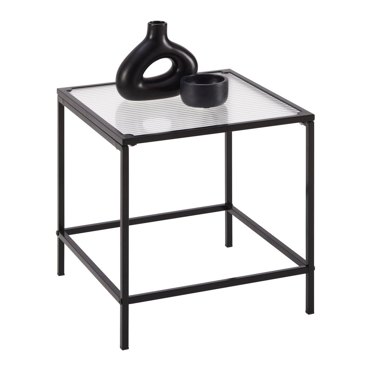 Kisasztal Shine - fekete/áttetsző, Modern, Üveg/fém (40/40/40cm) - Mömax