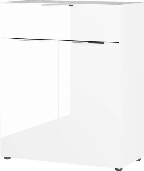 Kommode Oakland in Weiss - Weiss/Silberfarben, Modern, Glas/Holzwerkstoff (83/102/42cm) - Premium Living