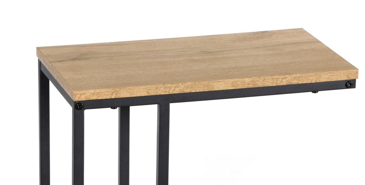 STOLIK BOCZNY LUCAS - kolor dębowy/czarny, Basics, materiał drewnopochodny/metal (45/25/64cm) - Boxxx