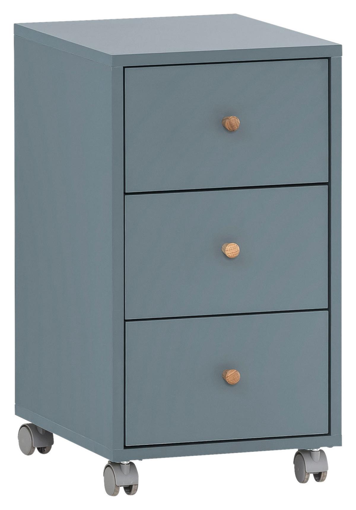 Rollcontainer Serie 500 Blau ca. 32,6x59,7x39,1cm - Blau, MODERN, Holz/Holzwerkstoff (32,6/59,7/39,1cm) - MID.YOU