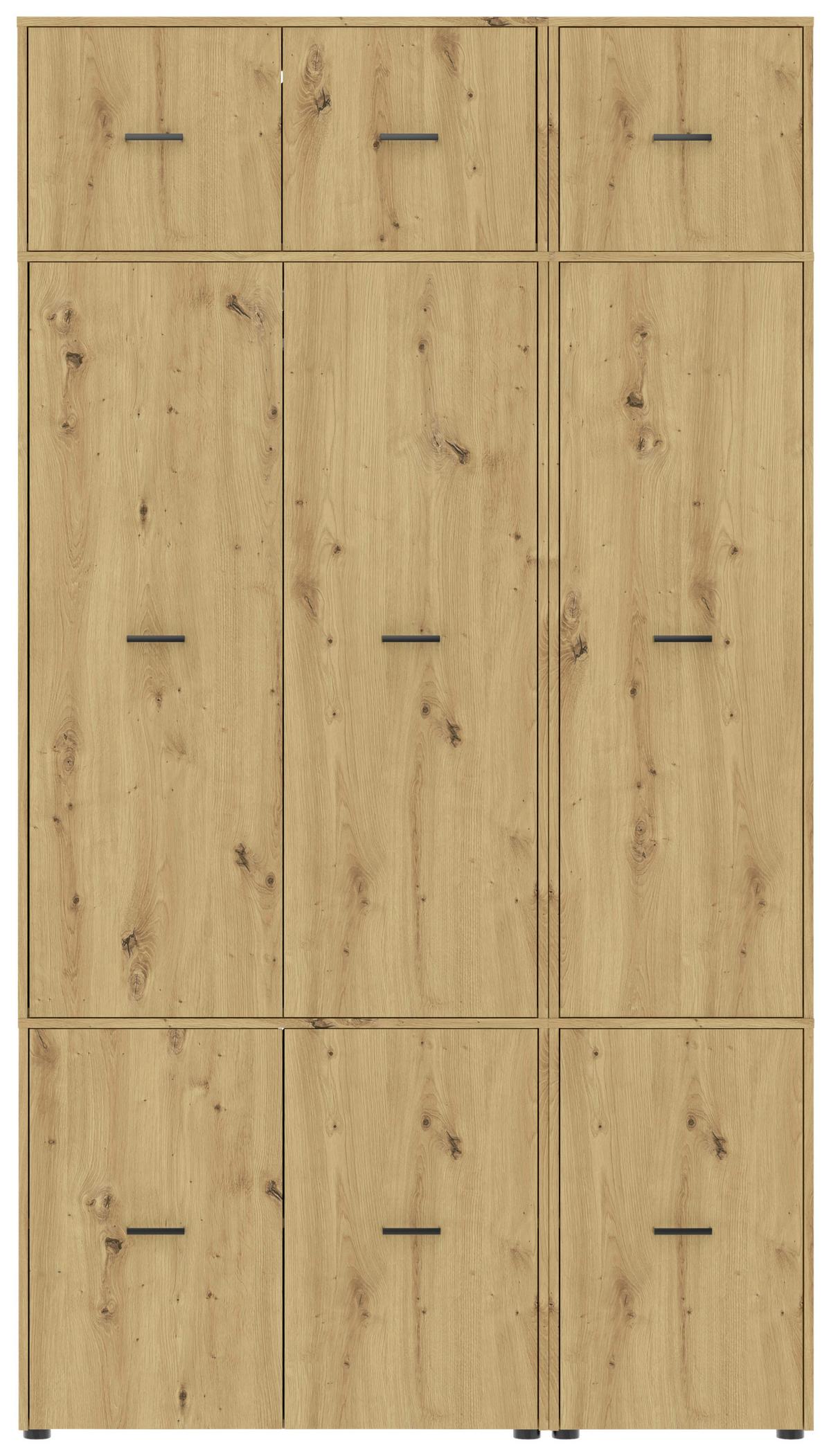 Kleiderschrank Kivo Eiche Artisan - Schwarz/Eiche Artisan, Basics, Holzwerkstoff/Kunststoff (135/239,40/52,1cm) - Based
