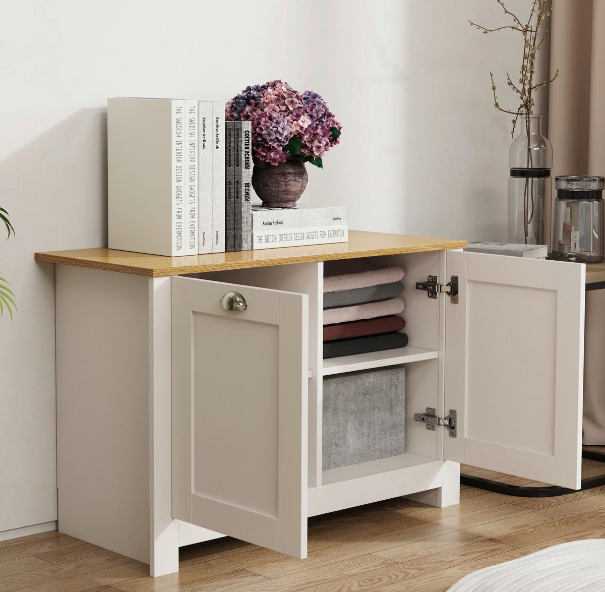 KOMMODE BALUSA M - Honigeiche/Weiss, Lifestyle, Holzwerkstoff/Metall (89/60/40cm) - MID.YOU