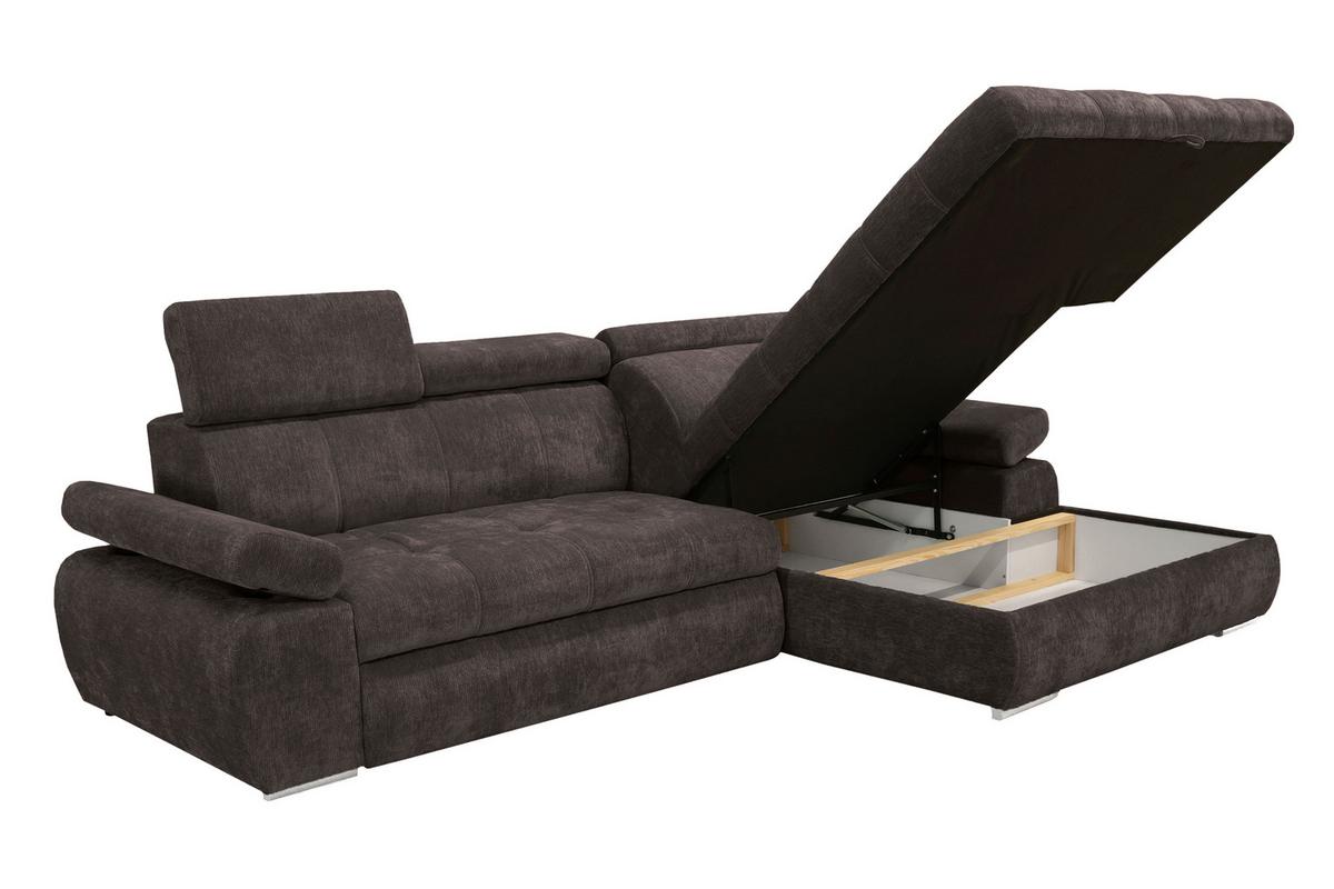 Kutna Garnitura Vegas - tamno smeđa/srebrne boje, Design, drvo/tekstil (294/173cm) - Modern Living