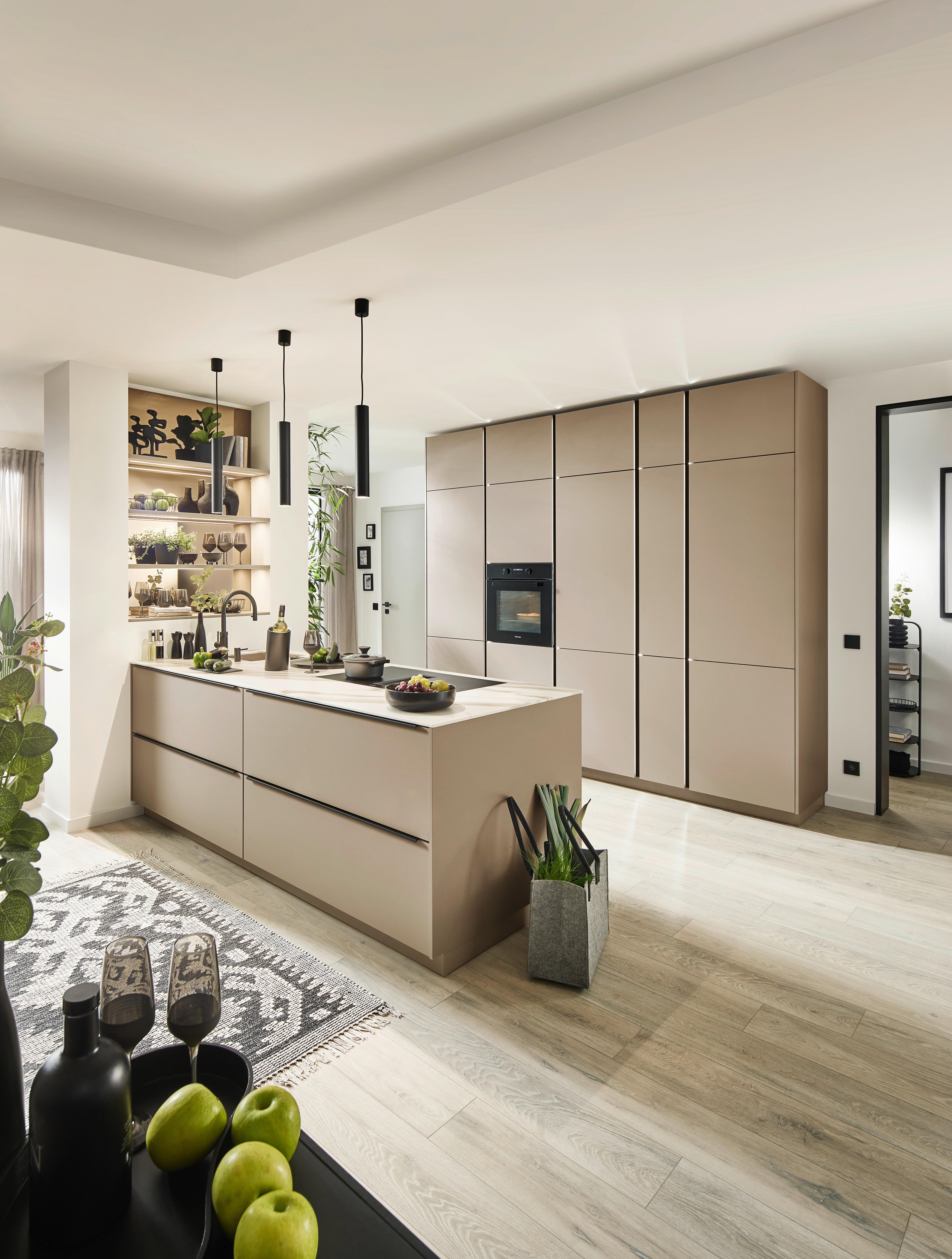 Einbauküche Velluto ohne Geräte, Lava Softmatt - MODERN, Holzwerkstoff (285/268cm) - Nolte Küchen