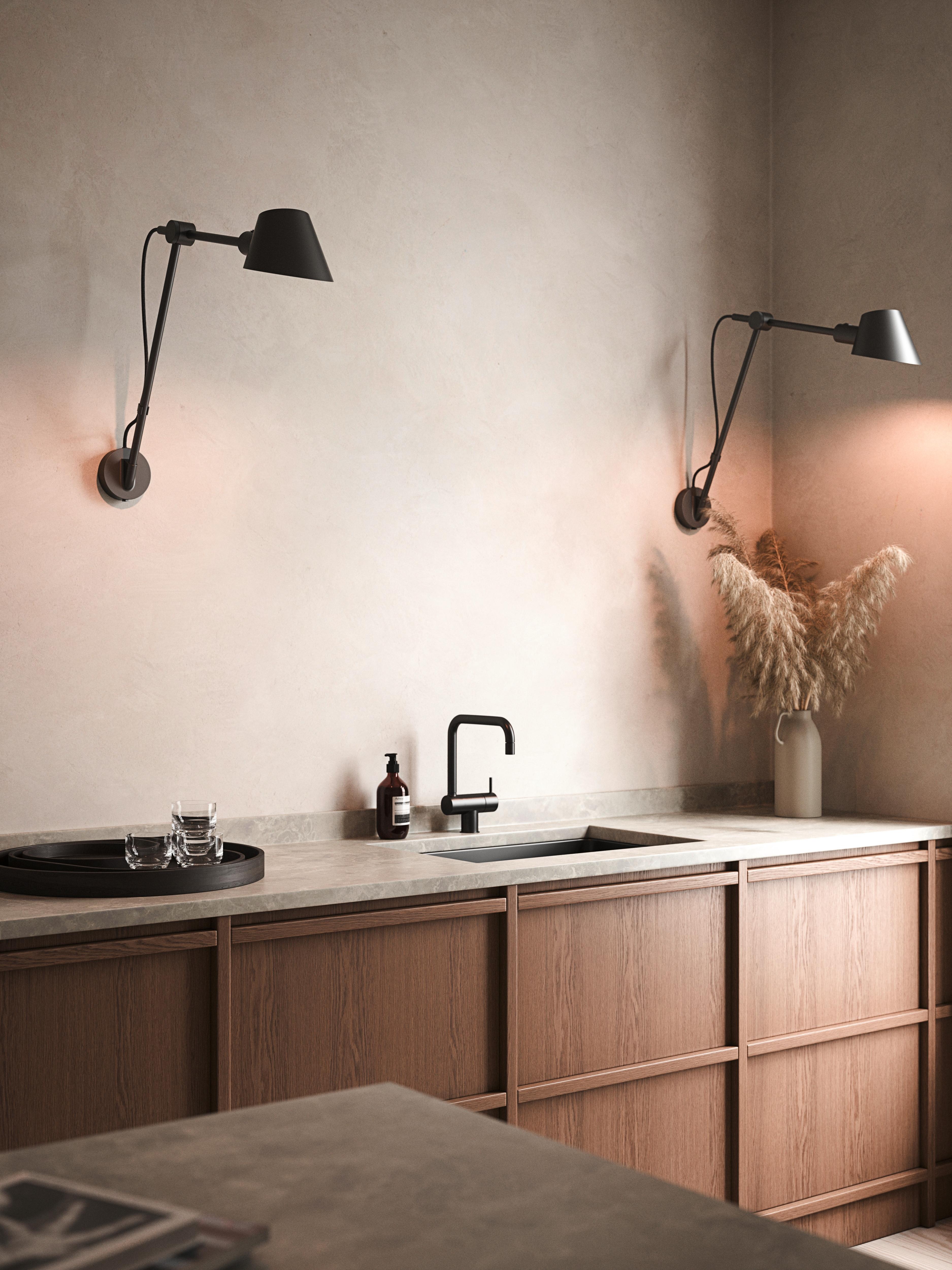 KINKIET STAY LONG | WAND | JAPANDI - czarny, Design, metal (58/54,5cm) - Nordlux