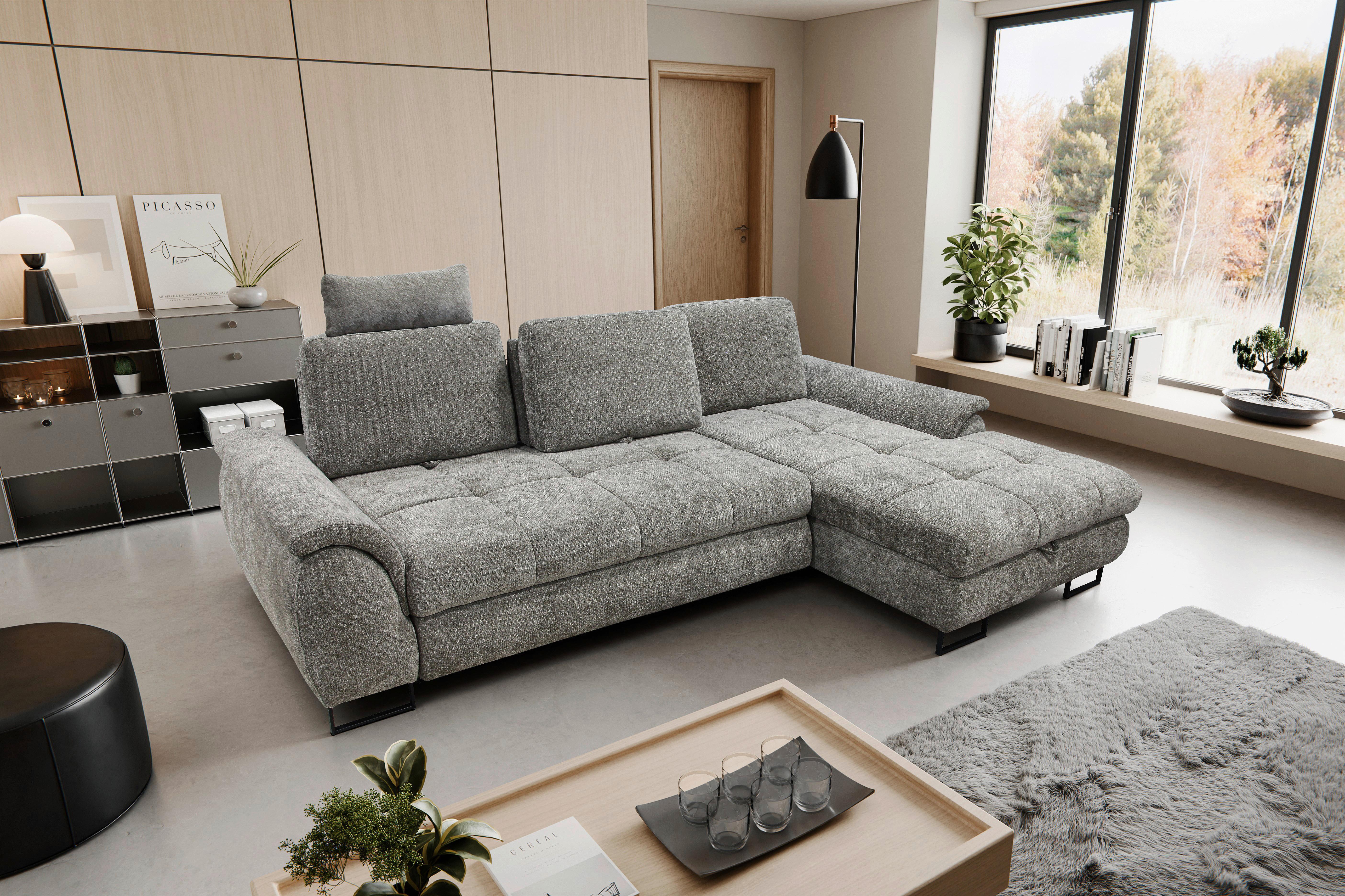 Kutna Garnitura Lago - siva/crna, Moderno, metal/tekstil (272/95/176cm) - Modern Living