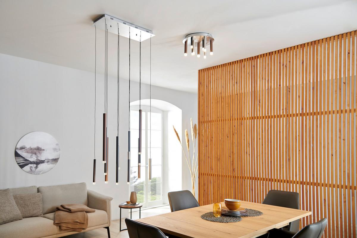 LAMPA WISZĄCA LED G93764/20 CEMBALO - kolor srebrny/czarny, Design, tworzywo sztuczne/metal (70/30/180cm)