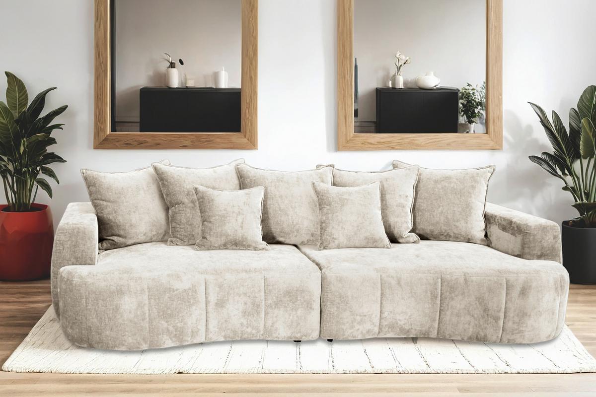 Mega Sofa Berg - bež/crna, Trend, tekstil/plastika (292/71-99/127cm) - Modern Living