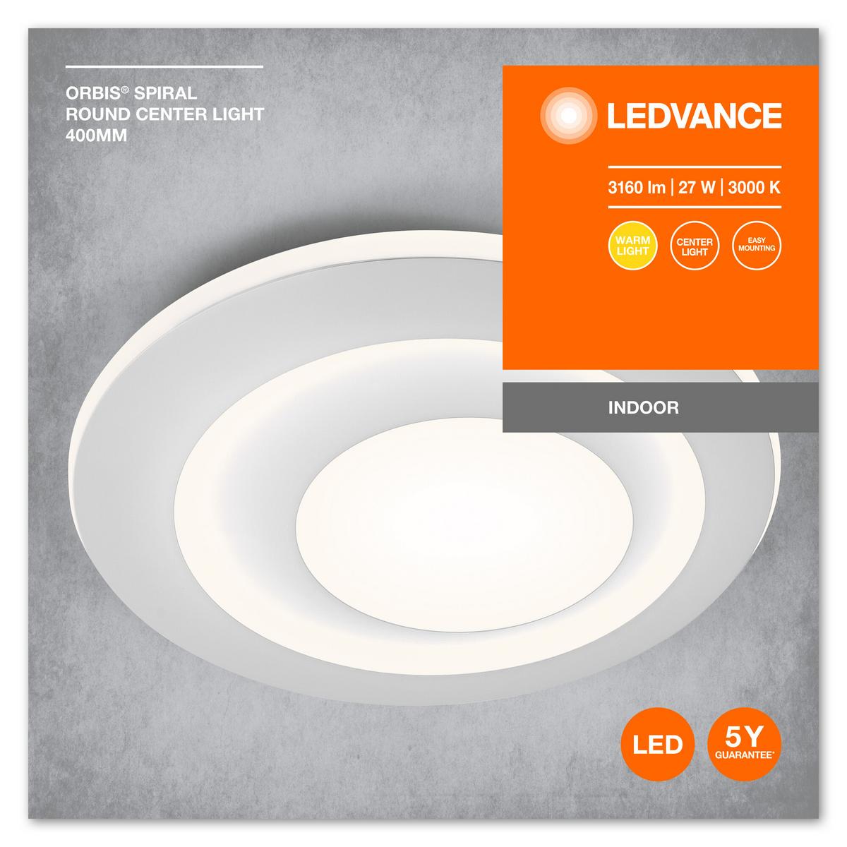 LAMPA SUFITOWA LED ORBIS SPIRAL ROUND 400MM 27W W - biały, Design, metal (40/5cm) - Ledvance