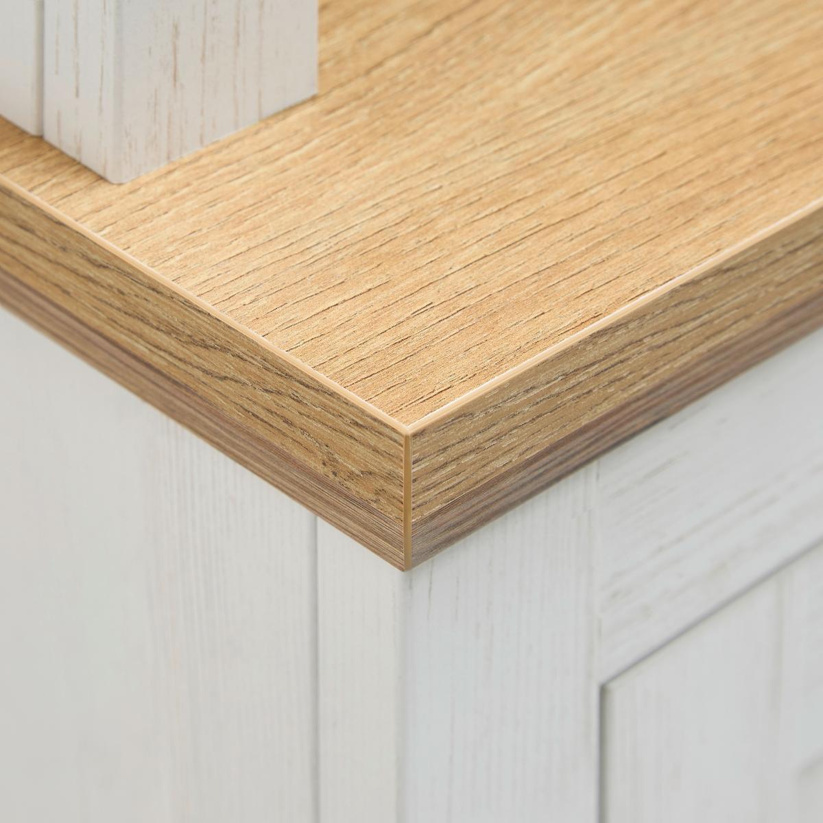 Buffetaufsatz Korsika Eichefarben/Weiß - Eichefarben/Schwarz, ROMANTIK / LANDHAUS, Glas/Holzwerkstoff (150/110/37cm) - Mömax