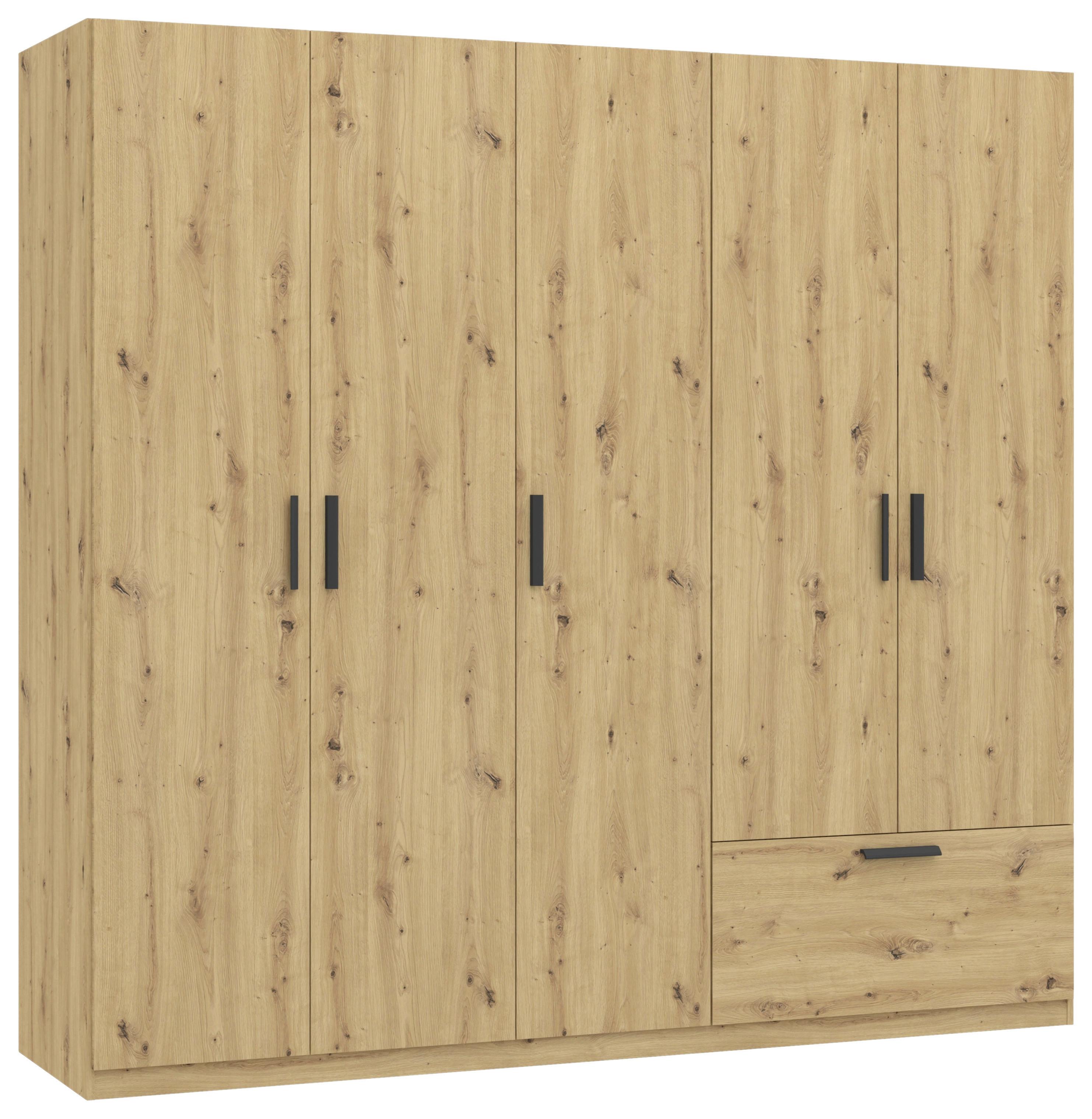 GARDEROB MED GÅNGJÄRNSDÖRRAR MILOS 5T1S - ek Artisan, Modern, trämaterial (225/210/54cm) - Mömax