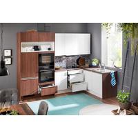 Bucătărie la comandă Flash/Riva - alb/culoare lemn de nuc, Modern, material pe bază de lemn (305/187,5cm) - Nobilia