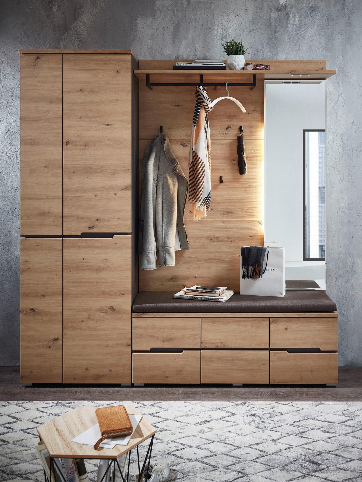 PANEL DO PRZEDPOKOJU DETROIT - dąb artisan, Design, materiał drewnopochodny/metal (120/153/30cm) - Voleo