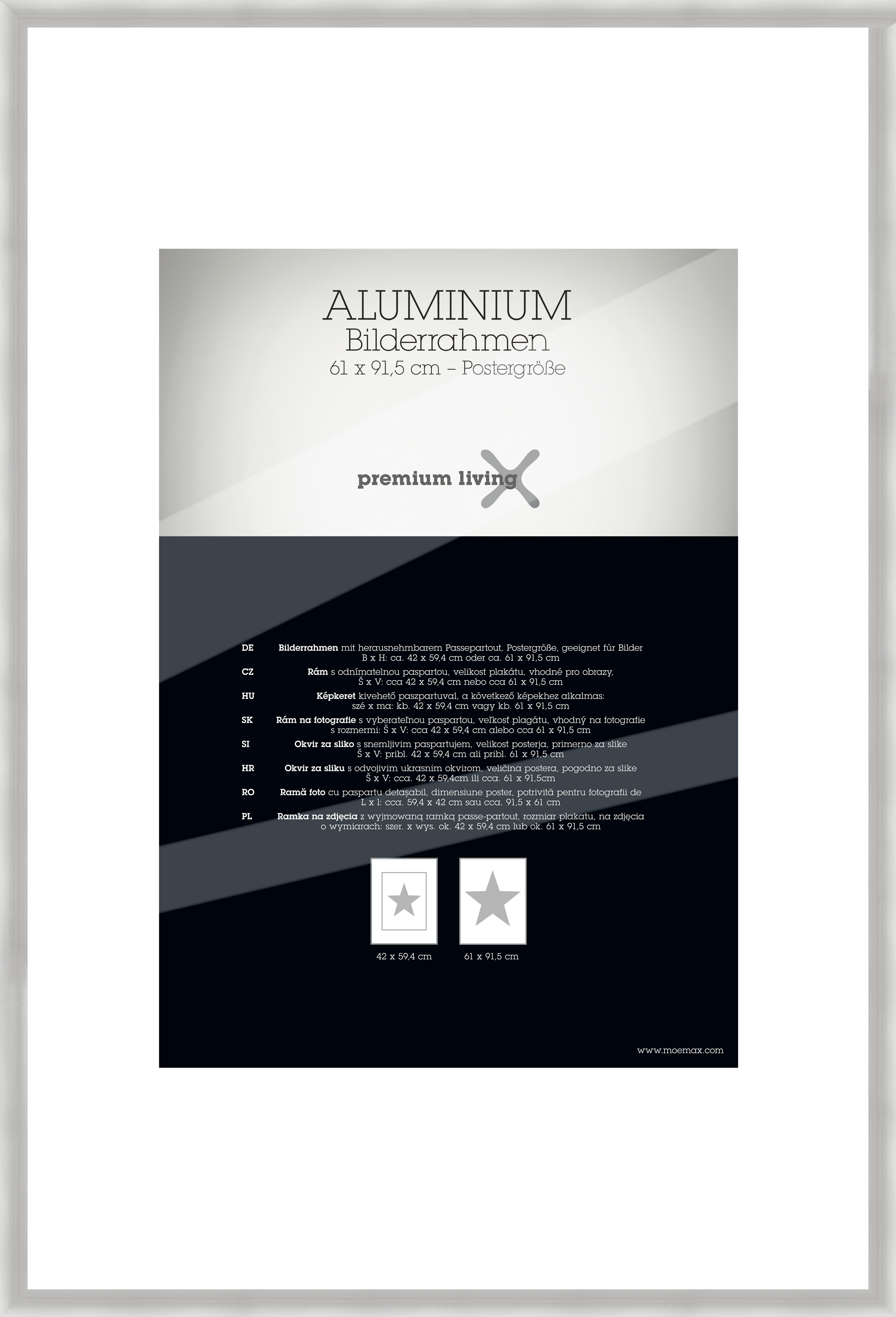 OKVIR ZA SLIKE ALUMINIUM - srebrne boje, Basics, metal (64,3/94,6/2.2cm) - Premium Living