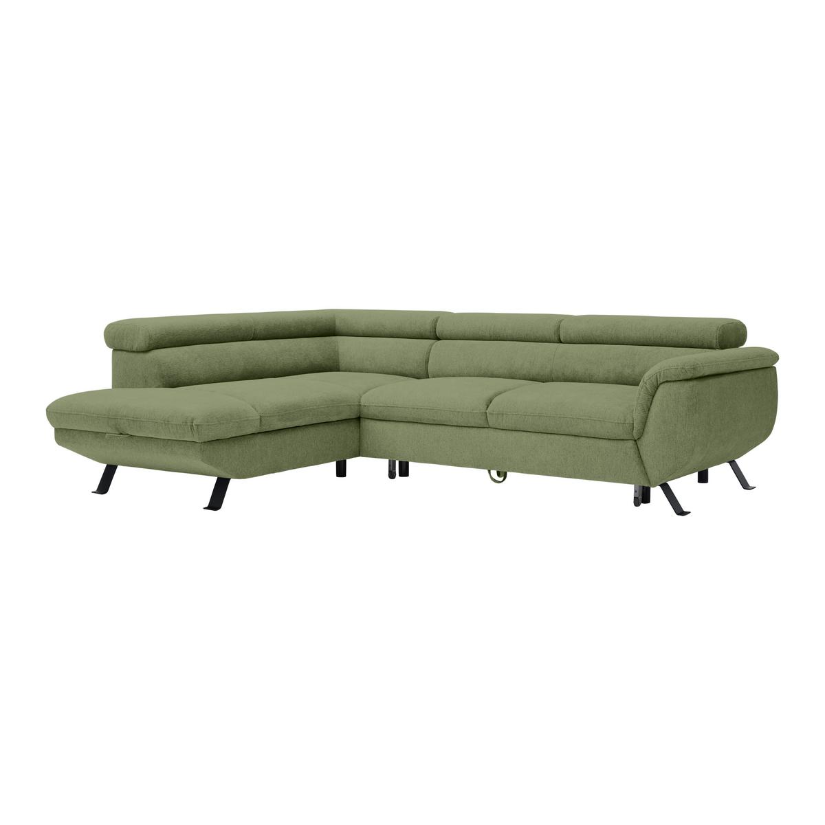 Kutna Garnitura Raven - maslinasto zelena/crna, Moderno, tekstil/metal (96/76-92/257cm) - Modern Living