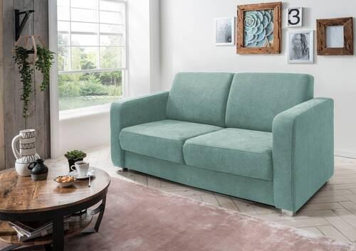 Schlafsofa Mia Mintgrün Mikrofaser - Chromfarben/Mintgrün, Basics, Kunststoff/Textil (159/88/87cm) - Livetastic