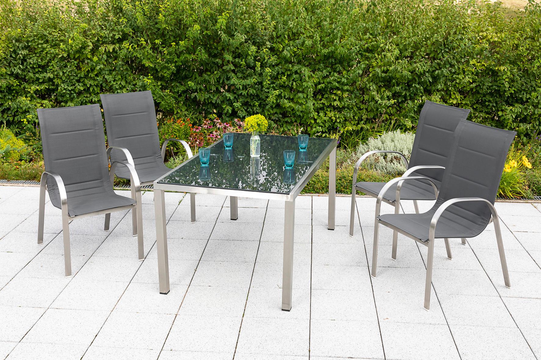 Vrtna Miza Gardenson, Siva, 150x90 - srebrne barve/siva, Moderno, kovina/steklo (150/90/75cm) - Gardenson