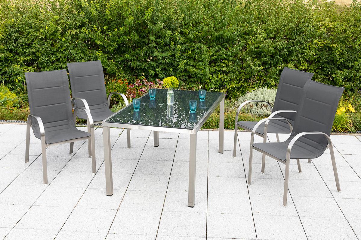 Vrtna Miza Gardenson, Siva, 150x90 - srebrne barve/siva, Moderno, kovina/steklo (150/90/75cm) - Gardenson