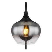 Wandleuchte Maxy in Rauchfarben max. 40 Watt - Schwarz, Glas/Metall (18/25/32cm) - Globo