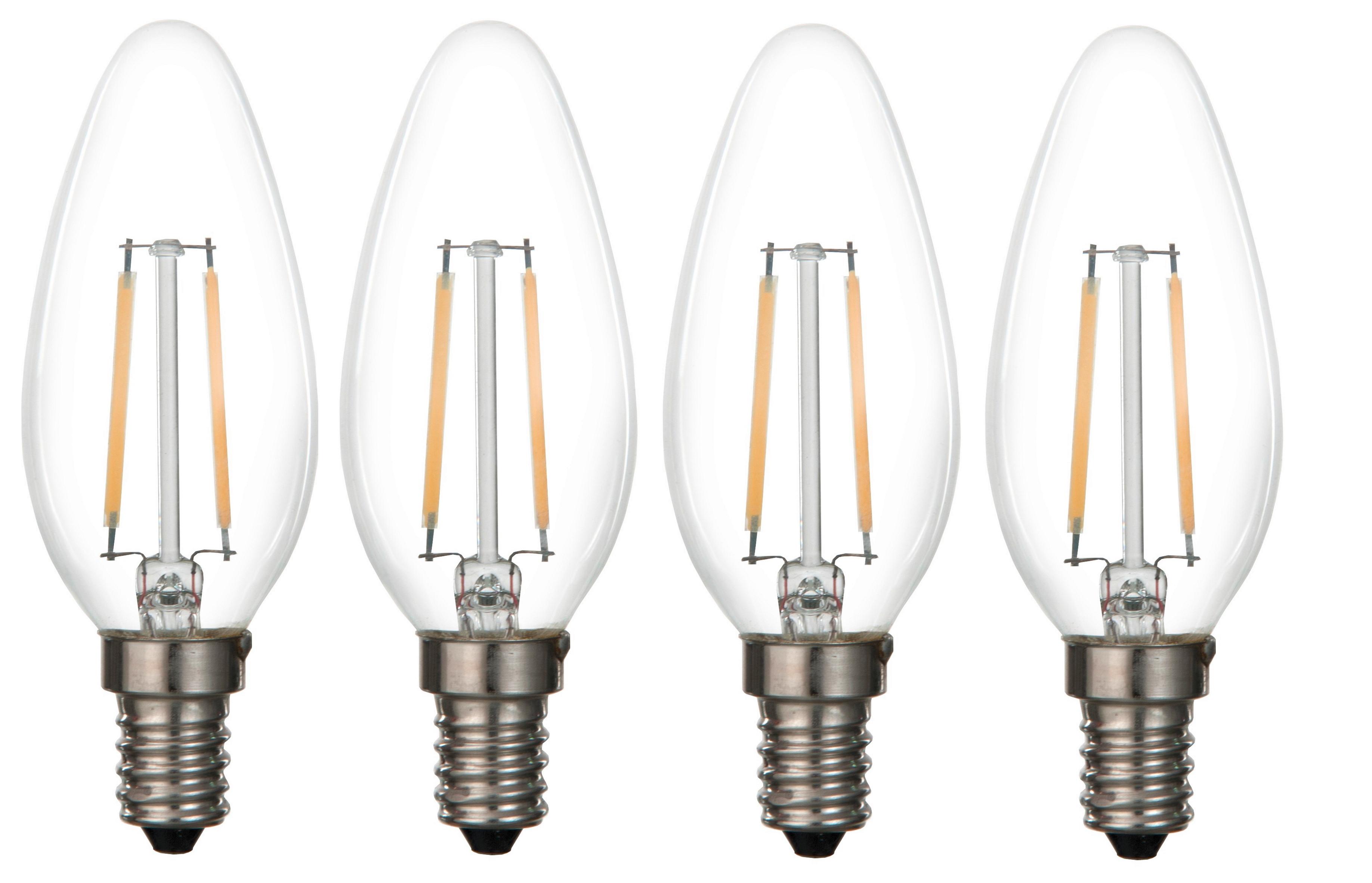 LED-Leuchtmittel Multi max. 4 Watt, 4 Stk. - Klar, Glas/Metall (3,7/9,8cm) - Modern Living