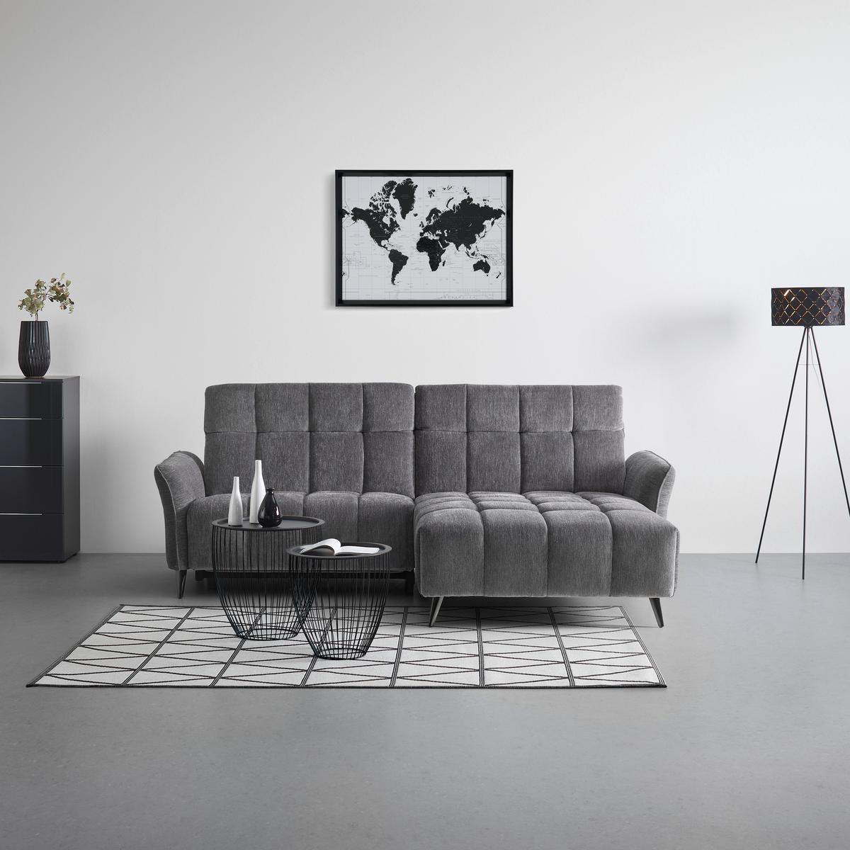 Ecksofa Pisa Anthrazit - Anthrazit/Schwarzchrom, MODERN, Holz/Textil (248/173cm) - Mömax