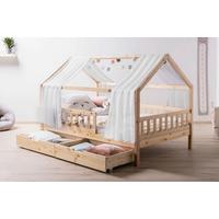 Hausbett KIM Naturfarben ca. 100x200 cm Echtholz - Naturfarben/Weiß, MODERN, Holz/Textil (100/200cm) - MID.YOU