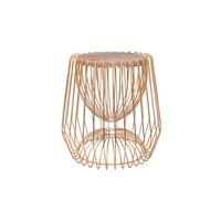 BEISTELLTISCH LTYOM-BRW - Messingfarben/Braun, Basics, Stein/Metall (50/50/51cm) - Kayoom