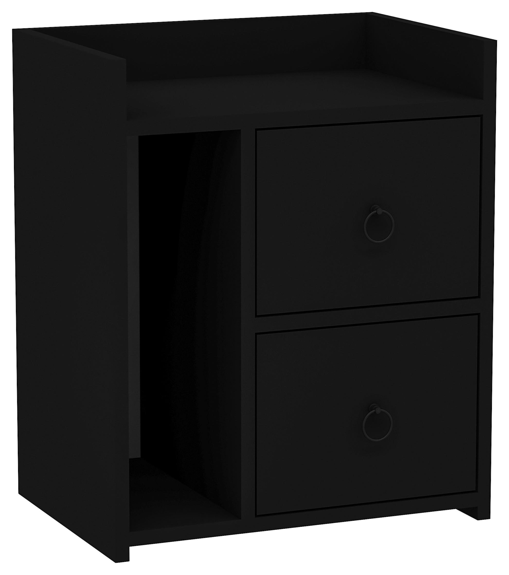 Nachtkästchen Venus Schwarz - Schwarz, Design, Holzwerkstoff (50/60/35cm) - Livetastic