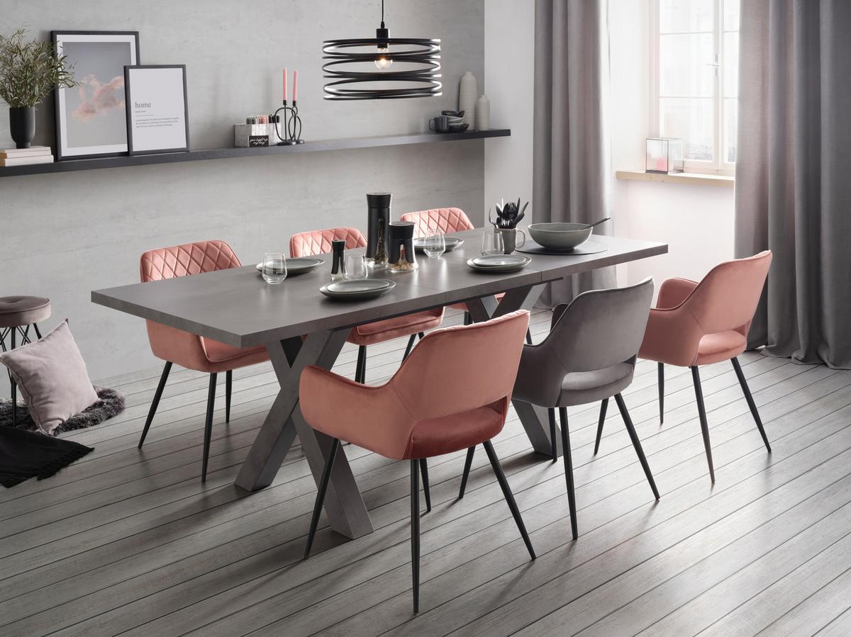 Stuhl Serafina in Grau - Schwarz/Grau, Modern, Holz/Textil (55/80,5/59,5cm) - Based