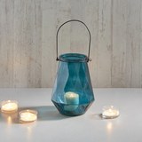 Windlicht Dara Ø/h ca. 18/24 cm - Blau/Schwarz, MODERN, Glas/Metall (18/24cm) - Mömax modern living