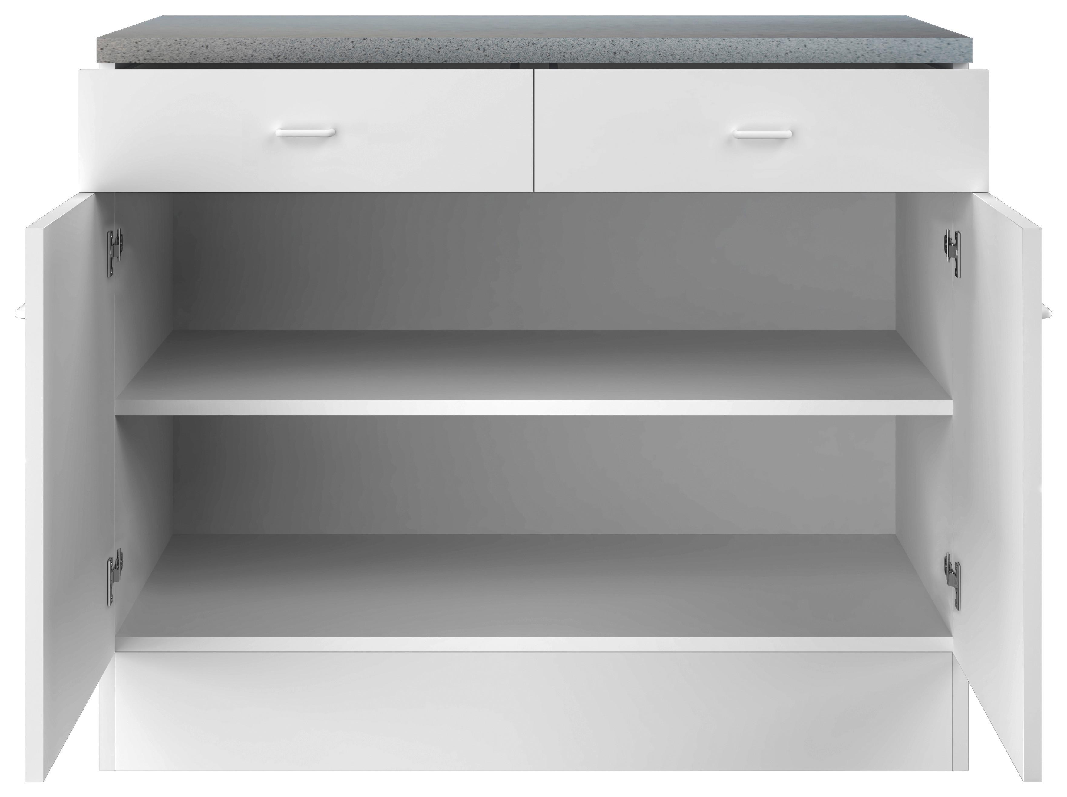 Kuhinjska Spodnja Omarica Speed, Bela - bela/svetlo siva, Konvencionalno, umetna masa/leseni material (100/85/50cm) - FlexWell