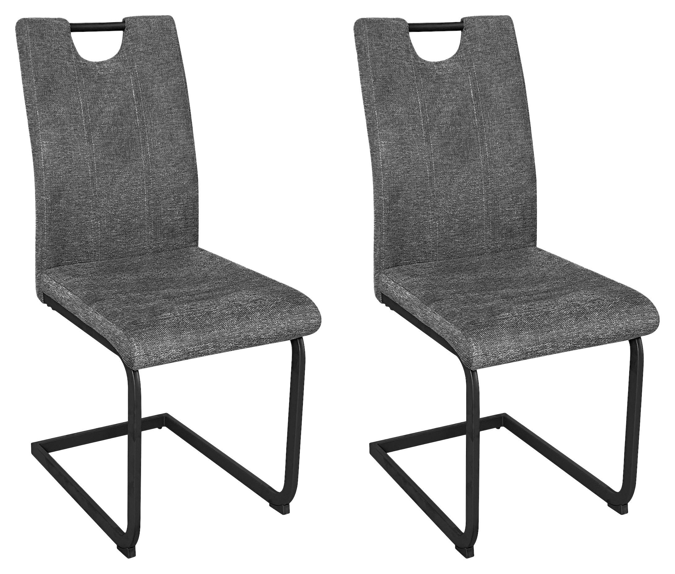 Schwingstuhl-Set BANFF Anthrazit, Webstoff - Anthrazit/Schwarz, Design, Textil/Metall (42/97/58cm) - MID.YOU