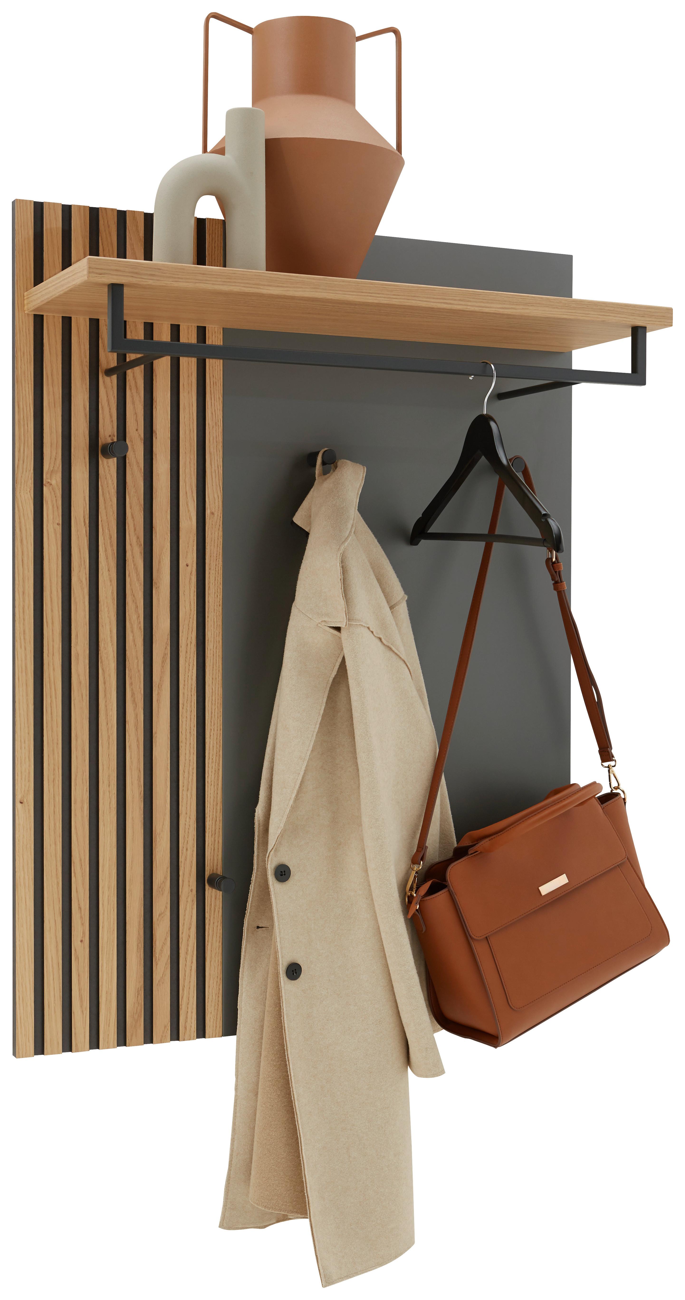 PANEL DO PRZEDPOKOJU RIVA -EXKLUSIV- - kolor dębowy/szary, Design, materiał drewnopochodny/metal (81/106/27cm) - Dieter Knoll
