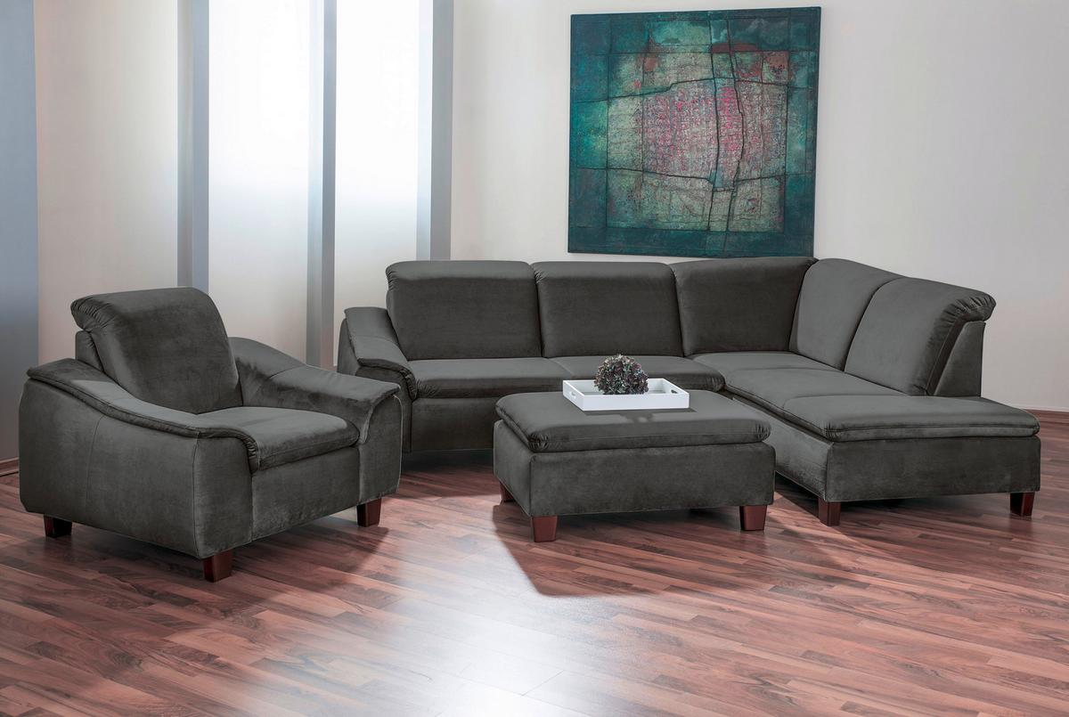 ECKSOFA AARON - Anthrazit/Nussbaumfarben, Design, Holz/Textil (247/187cm) - Max Winzer